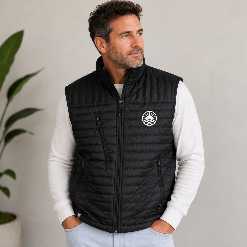 Storm Creek Mens Black Thermolite EcoMade Quilted Puffer Vest Size Medium